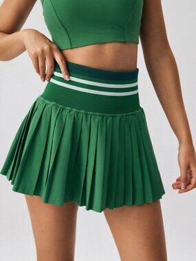 Green Pleated Pockets Sports Tennis Pickelball Golf Skirt XS